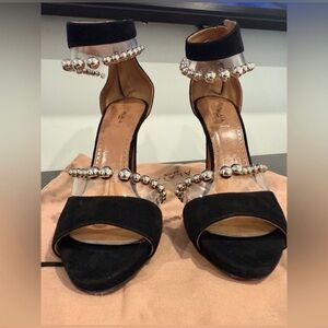 Alaia Black and Silver Embellished Heels